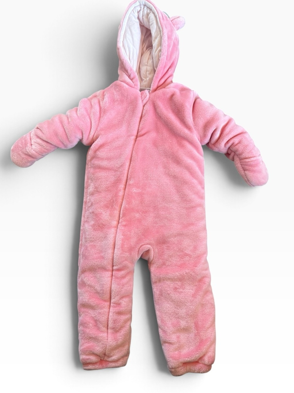 Girls Koala baby hooded pink snow suit/bunting cuddly EUC size 18-24 months